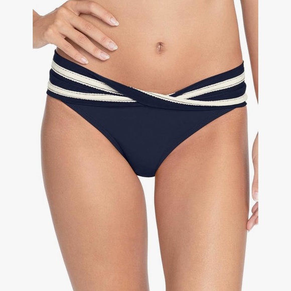 Robin Piccone Abi Stripe Indigo Bikini Bottom Sz M NWT | Robin Piccone Bikini - Picture 1 of 13